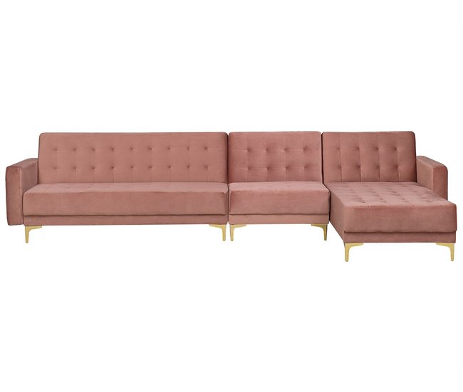 Beliani Sofá-cama Veludo ABERDEEN Azul Marino