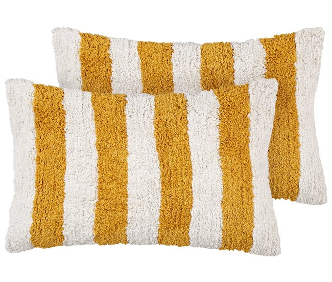 Beliani Almofada decorativa HELIANTHUS Branco