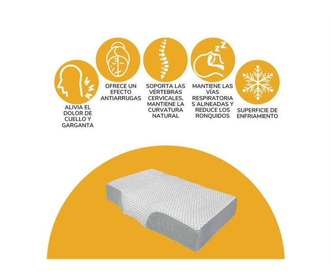Almofada Ergonômica Anti-Rugas ERGO Extra Grande Branco/cinza