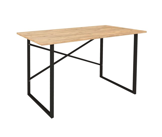 Mesa de escritório industrial Rus Preto/ Madeira