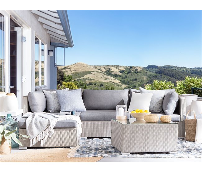 Beliani Conjunto lounge SANO Cinza Claro