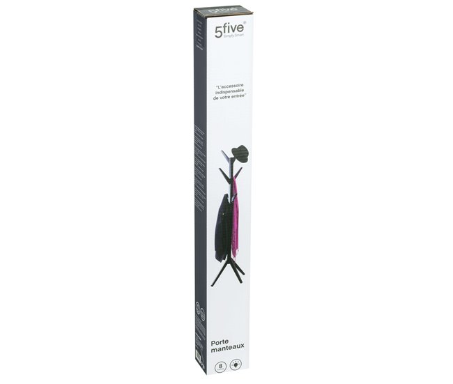 Cabide de pé para vários ambientes com 8 cabides Preto
