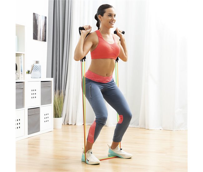 Conjunto de Elásticos de Resistência com Acessórios e Guia de Exercícios Multicor