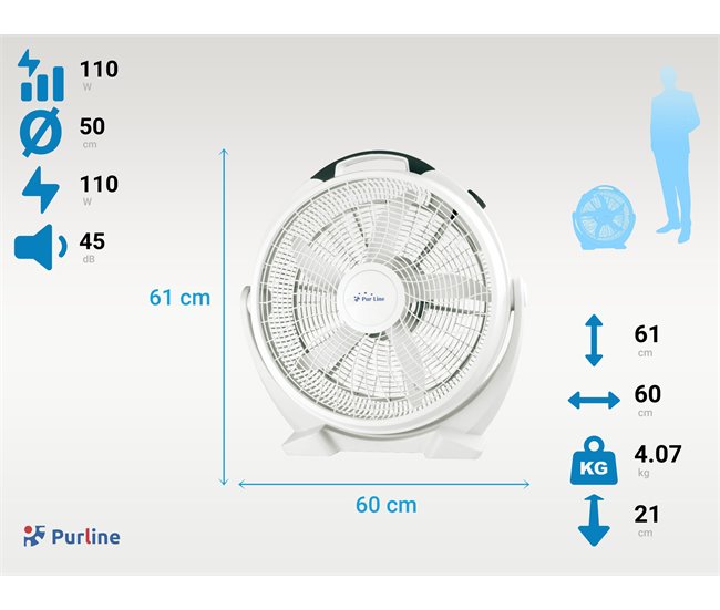 Ventilador industrial 110 W com 5 lâminas e 3 velocidades Branco