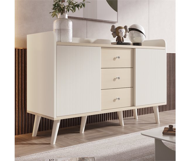 Aparador com 2 portas e 3 gavetas Natural/ Branco