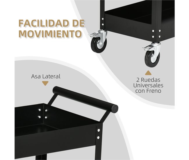 Carrinho de Ferramentas Aço laminado a frio DURHAND Preto