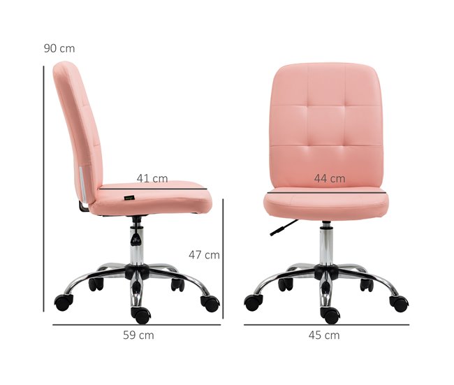 Cadeira de Escritório PVC, Espuma, Aço e Placa Multicamadas Rosa