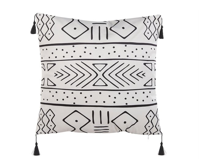 Beliani Almofada decorativa SCHEFFLERA 45x45 Branco/ Preto