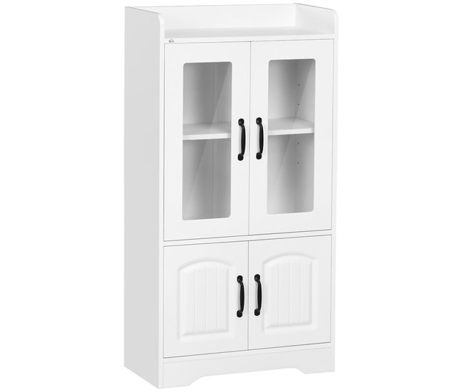 Vitrine Sala de Estar Melamina de Madeira, MDF e Vidro Temperado 60 Branco