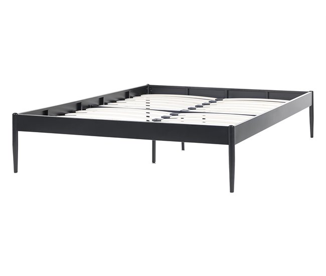 Beliani Cama com estrado Aço VAURS 147x206 Branco