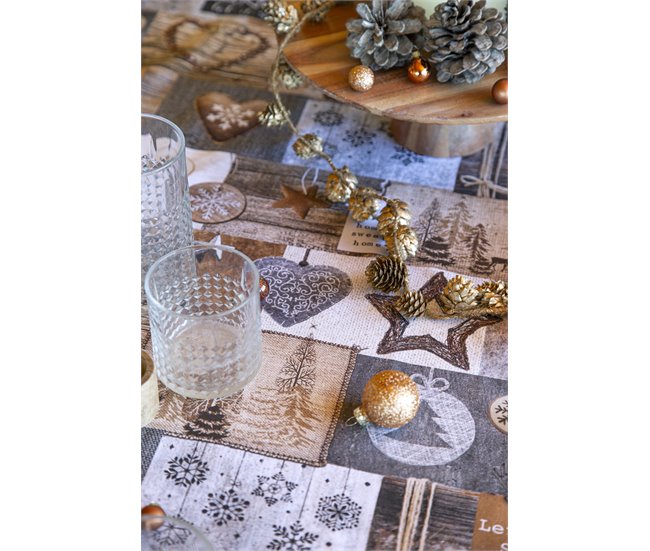 TOALHA DE MESA DE NATAL QUENTE Bege