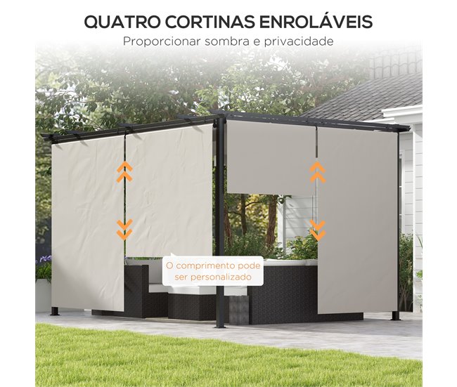 Pérgola de Exterior Poliéster e Metal Outsunny Cru