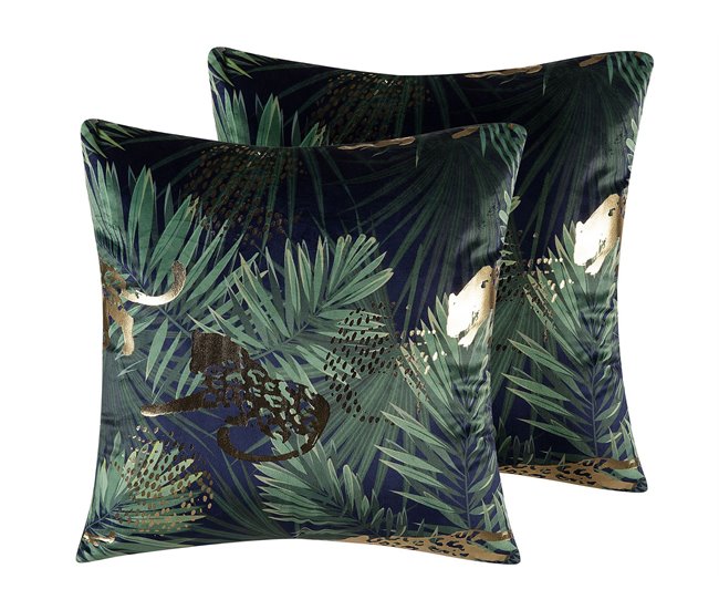 Beliani Almofada decorativa BELLEROSE Verde Escuro