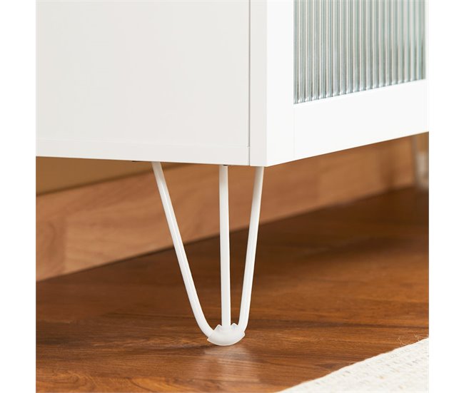 Aparador de cozinha com vitrine de vidro FSB86-W SoBuy Branco