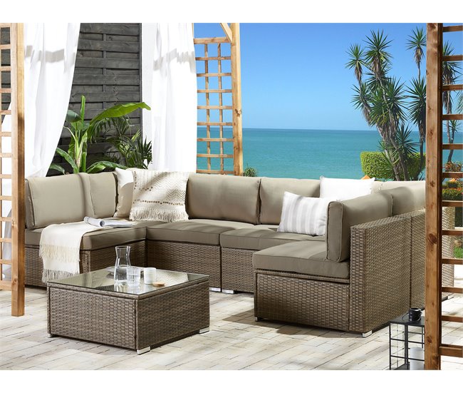 Beliani Conjunto lounge BELVEDERE Castanho