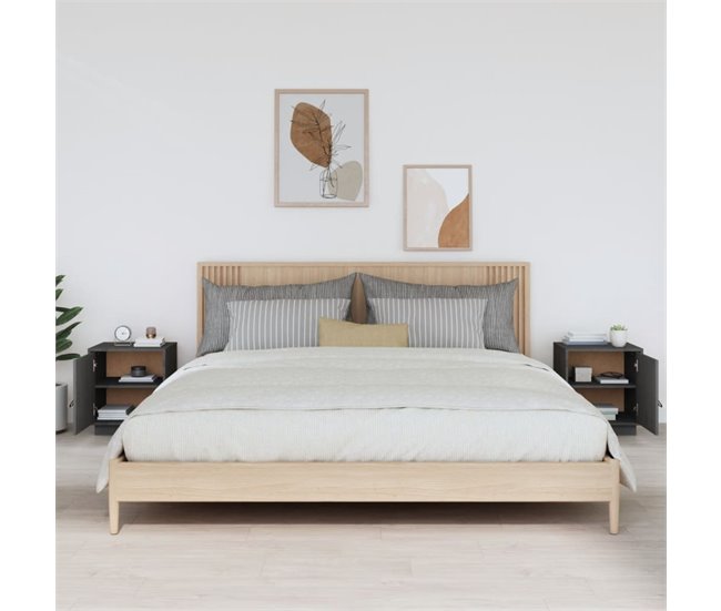 Soluna Home - Mesitas De Noche Clark Mills 2 peças 34 Cinza