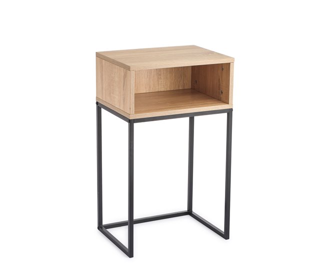 Mesa de apoio HYDRA de madeira e metal 40x30x68cm Natural