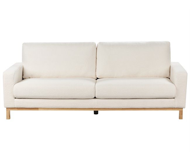 Beliani Sofá de 3 lugares Bouclé SIGGARD Branco