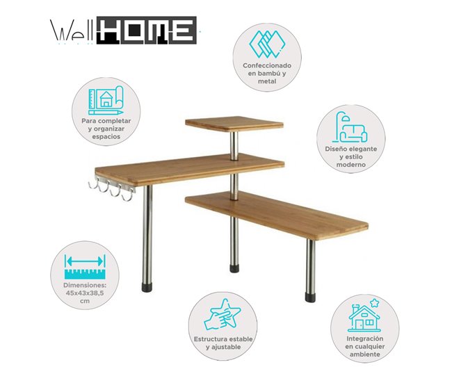 WELL HOME - Prateleira de canto para cozinha, compacta e elegante Cinza