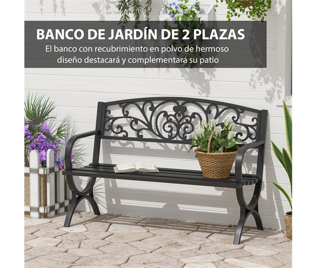 Banco de Jardim Ferro Outsunny 127x60 Preto