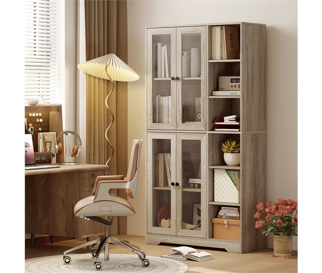 Armário de Cozinha Melamina de Madeira, MDF HOMCOM Cinza