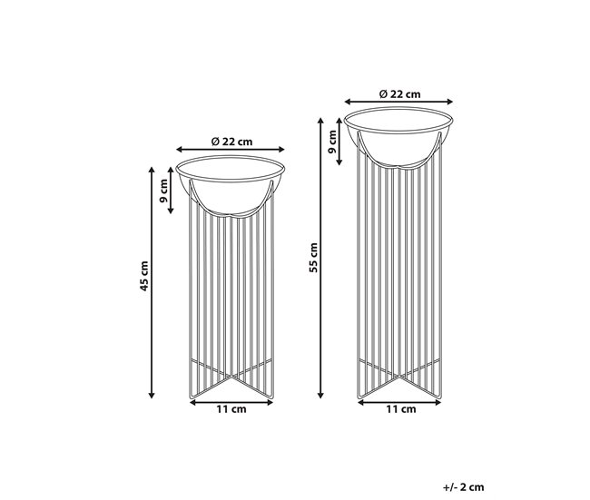 Beliani Conjunto de 2 vasos de plantas com pés FICARIA Rosa