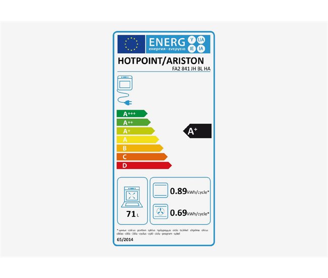 Forno elétrico HOTPOINT FA2841JHBLHA multifunções 71 litros A+ Preto