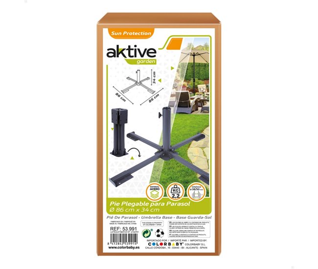 Base dobrável metal para o guarda-sol Aktive Preto
