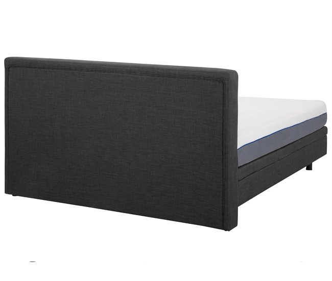 Beliani Cama com estrado Poliéster DUKE 161x216 Cinza Escuro