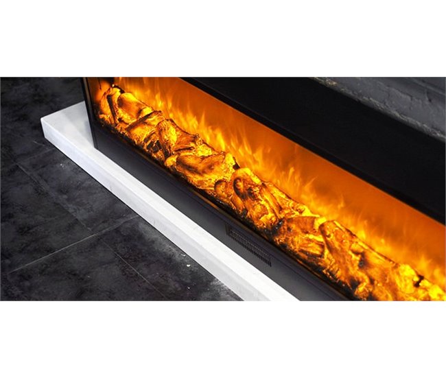 CAMINETTO VULTURO Sined 1,5 metros de comprimento lareira eléctrica integrada 1500W, Preto Preto