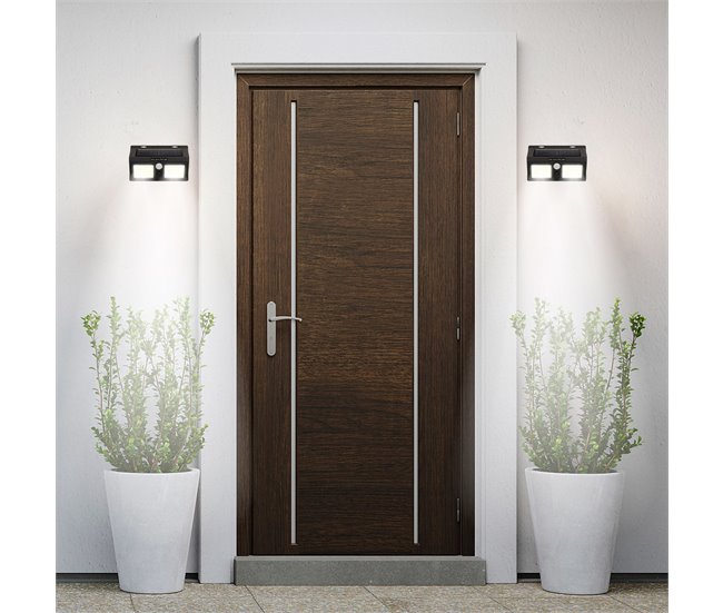 Aktive Conjunto de 6 luminárias solares LED de 500 lúmens Preto