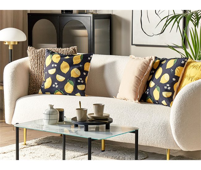 Beliani Almofada decorativa ORCHID Preto