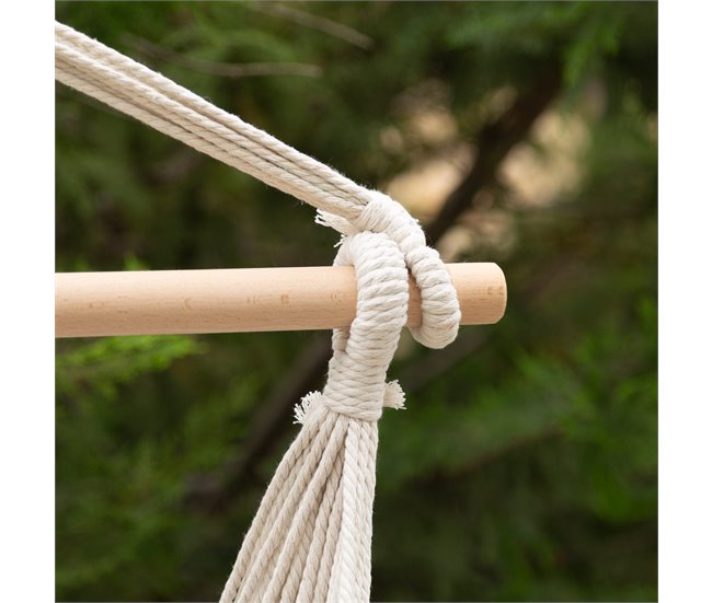 Aktive Cadeira suspensa listrada com suporte de madeira Branco/ Azul