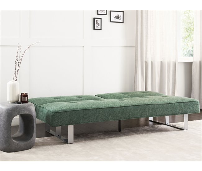 Beliani Sofá-cama Poliéster DUBLIN Verde Escuro
