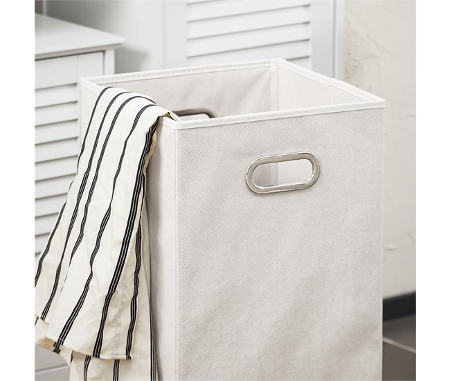 Armário alto de banho com 1 cesto para roupa suja BZR124-W SoBuy Branco