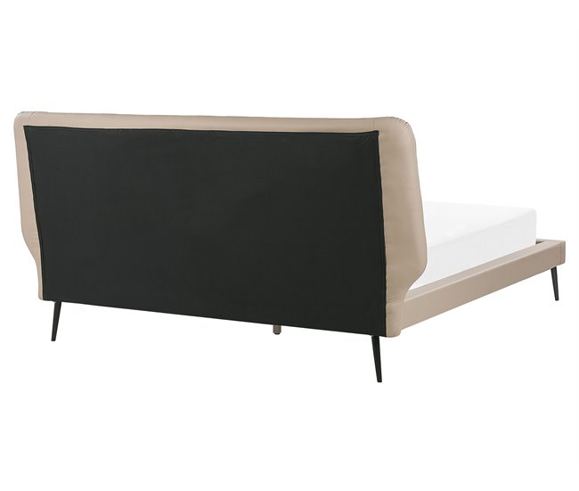 Beliani Cama com estrado Pele sintética ESSONNE 219x208 Bege