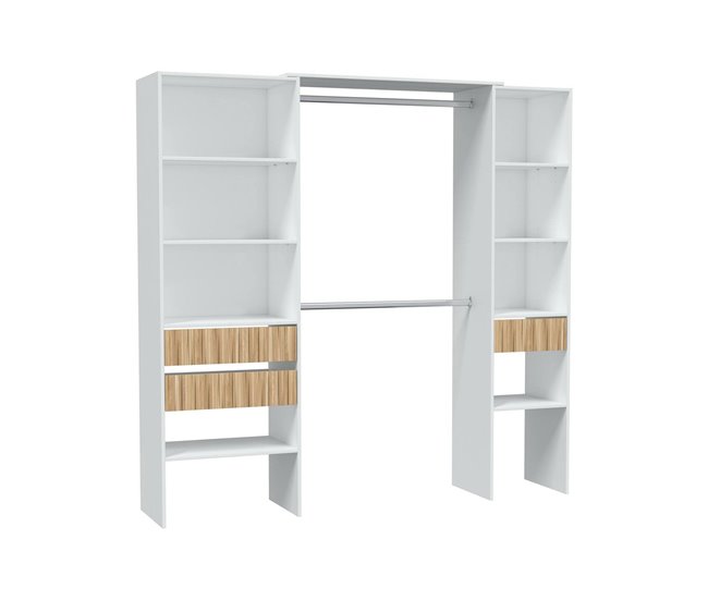Guarda-roupa grande com efeito de madeira Branco