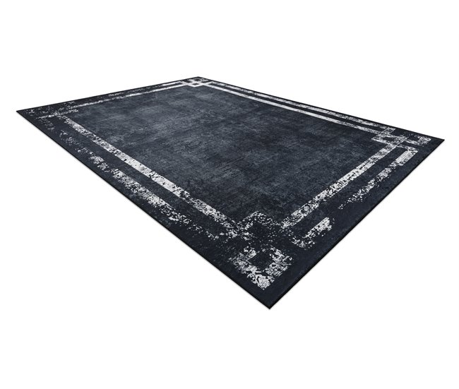 ANDRE 1486 Tapete Quadro vintage antiderrapante 80x150 Preto