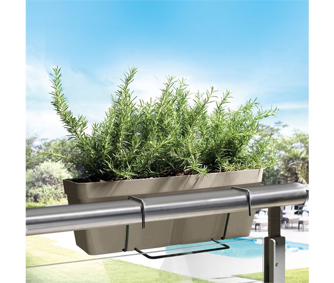 Jardineiro de 40 cm com suporte de fixação curva Terracota