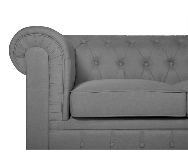 Beliani Conjunto de sofás CHESTERFIELD Cinza Claro