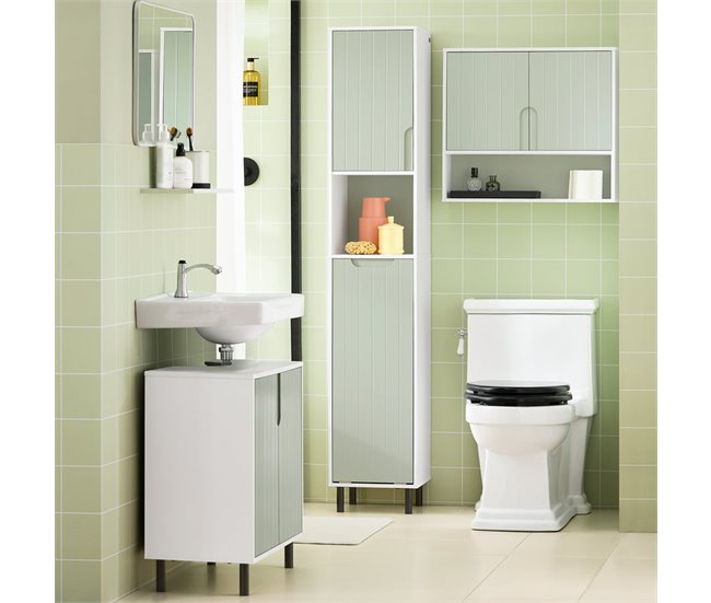Móvel de casa de banho com 1 cesto BZR137-GR SoBuy Verde