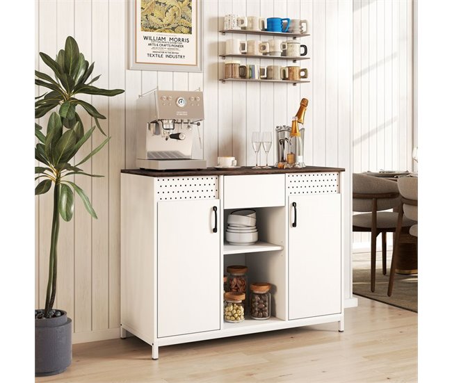 Aparador Melamina de Madeira e Metal HOMCOM Branco