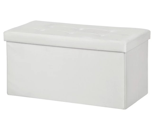 Banco de arrumação OTTOMAN dobrável 76x38x38cm Branco