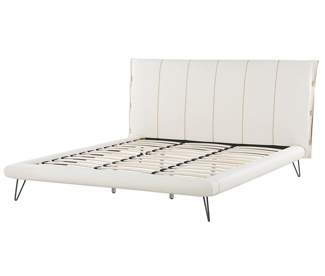 Beliani Cama com estrado Pele sintética BETIN 220x230 Areia