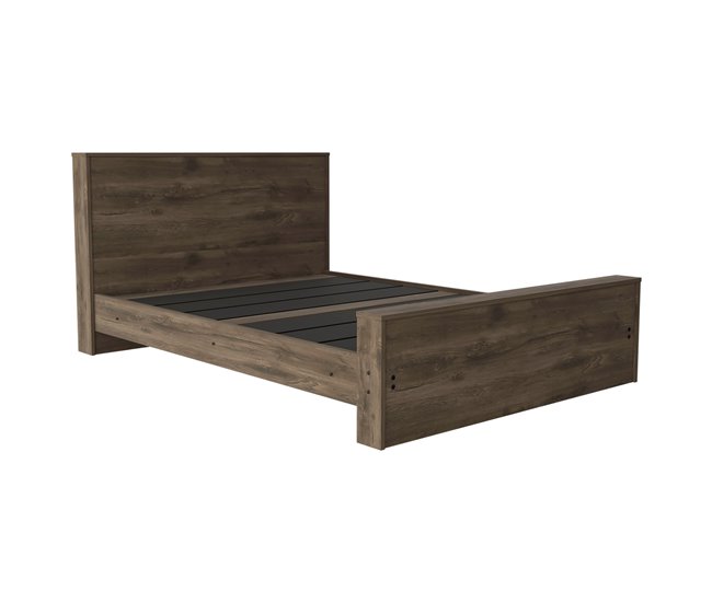 Base de cama completa Galanto, com moldura Castanho