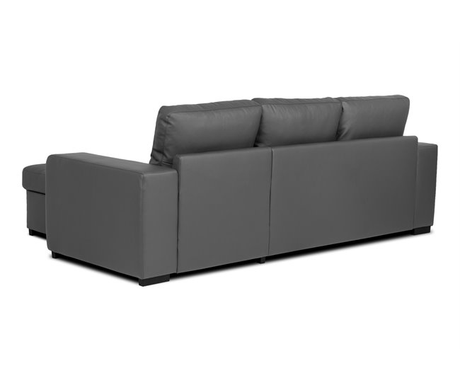 Chaise longue de pele sintética com cama HARRY Branco