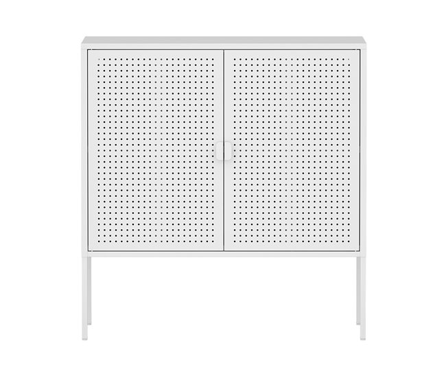 Aparador Castelli com 2 portas de aço perfuradas Branco