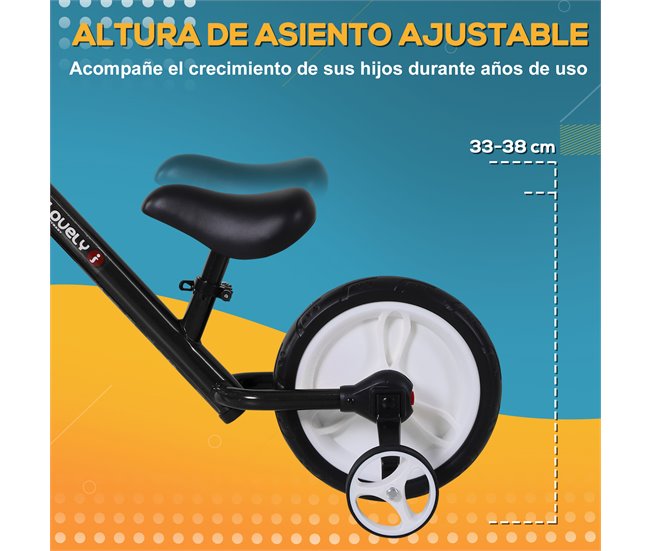 Bicicleta de Equilibrio PP, Metal HOMCOM Preto