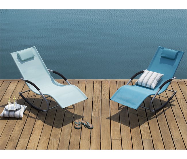 Beliani Cadeira lounge/relax CARANO Azul