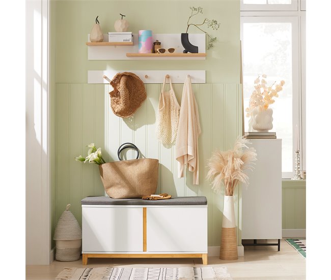 Banco para sapatos com 2 portas FSR117-W SoBuy Branco